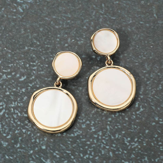 Double Disc Charm Drop Earrings