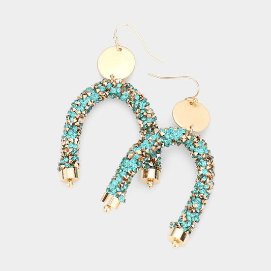 Stone Cluster Arch Dangle Earrings