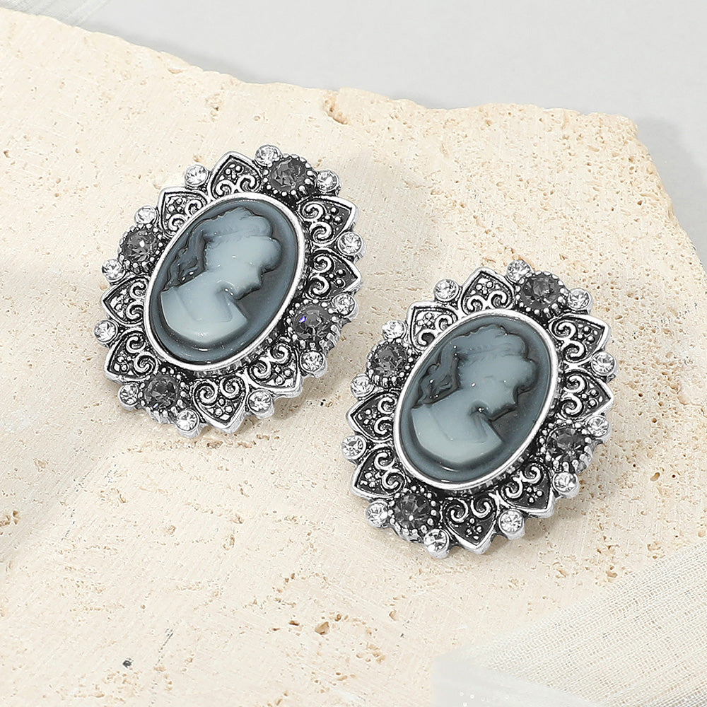 Vintage Cameo Oval Earrings