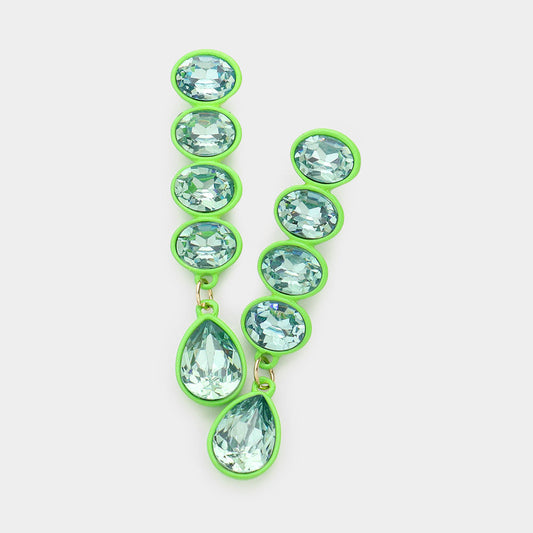 Oval Teardrop Crystal Drop Earrings