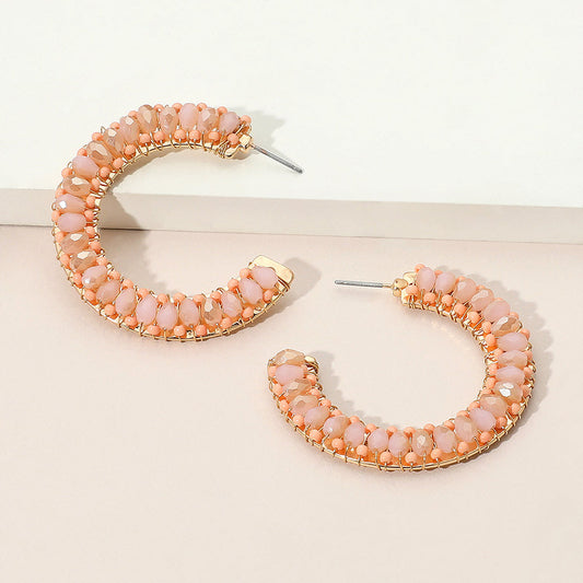 Seed Beaded Hoop Earrings