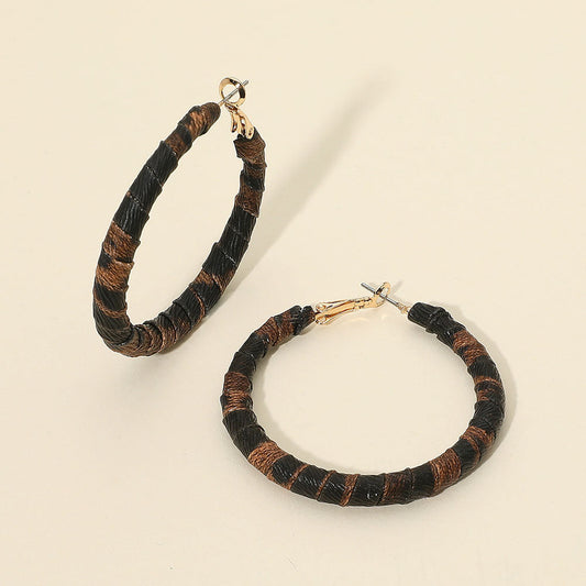 Leopard Fabric Wrapped Hoop Earrings
