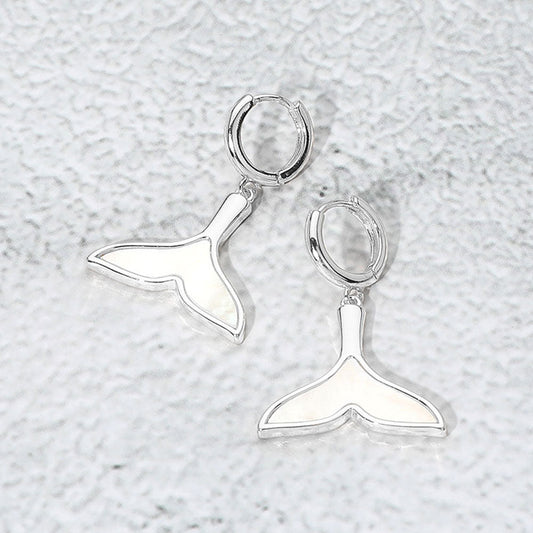 Mother of Pearl Inlay Whale Tale Dangle Earrings