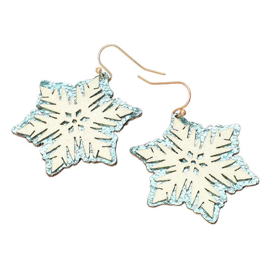 Glittered Snowflake Dangle Earrings