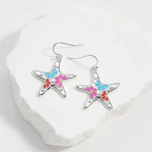 Enamel Starfish Dangle Earrings