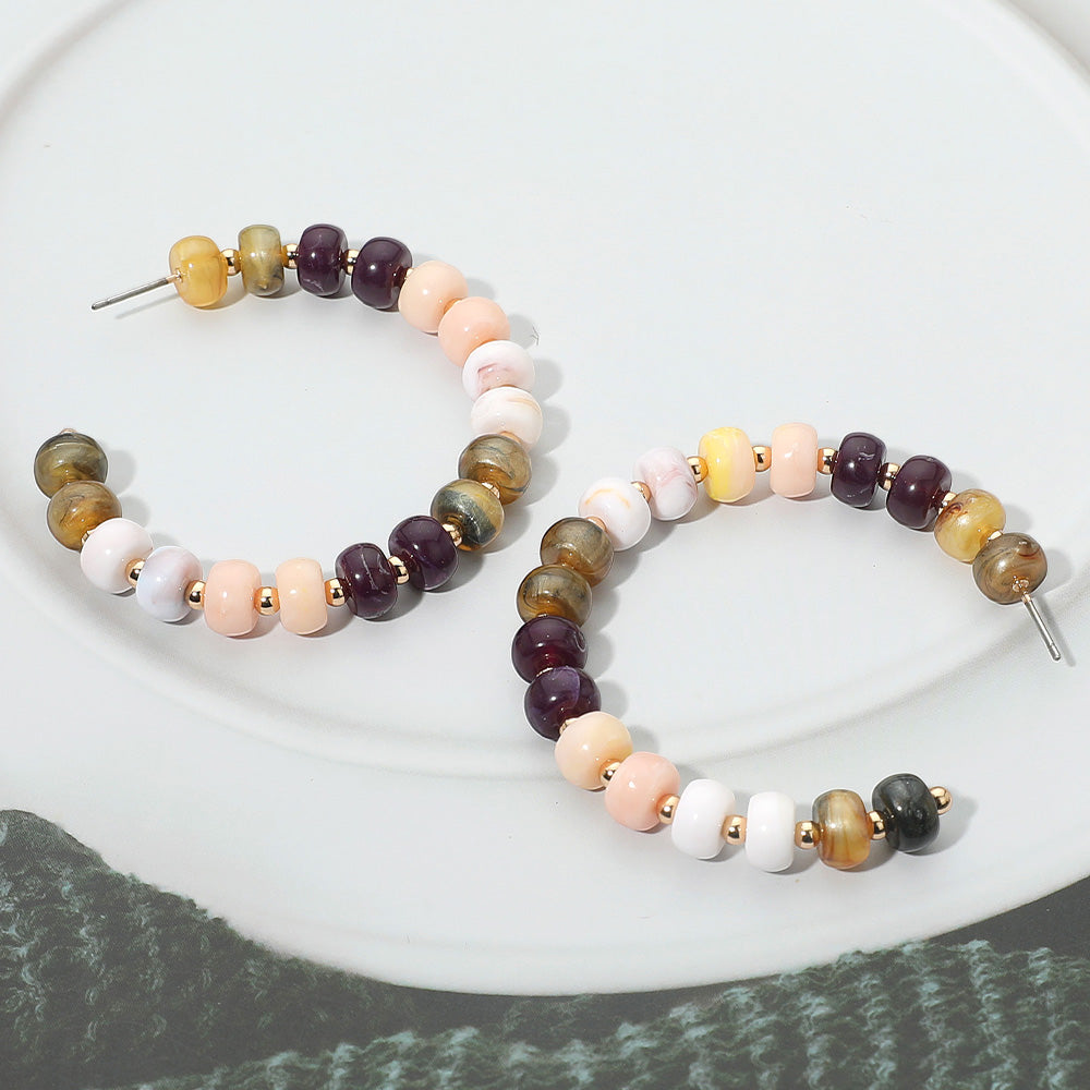 Gold Dipped Hypoallergenic Bold Beaded Hoop Earrings
