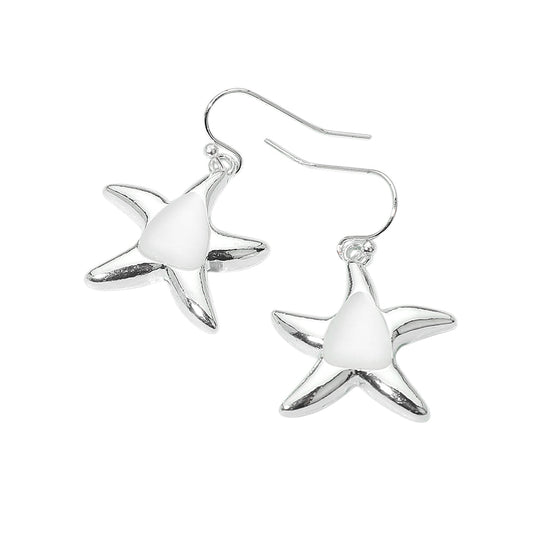 Smooth Center Accent Starfish Drop Earrings