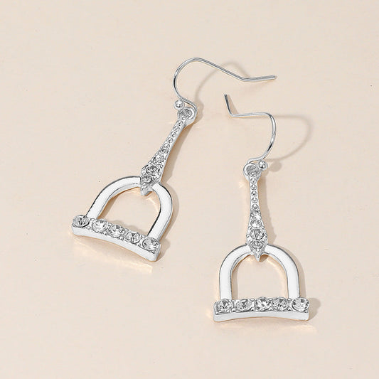 Rhinestone Paved Open Geometric Drop Dangle Earrings