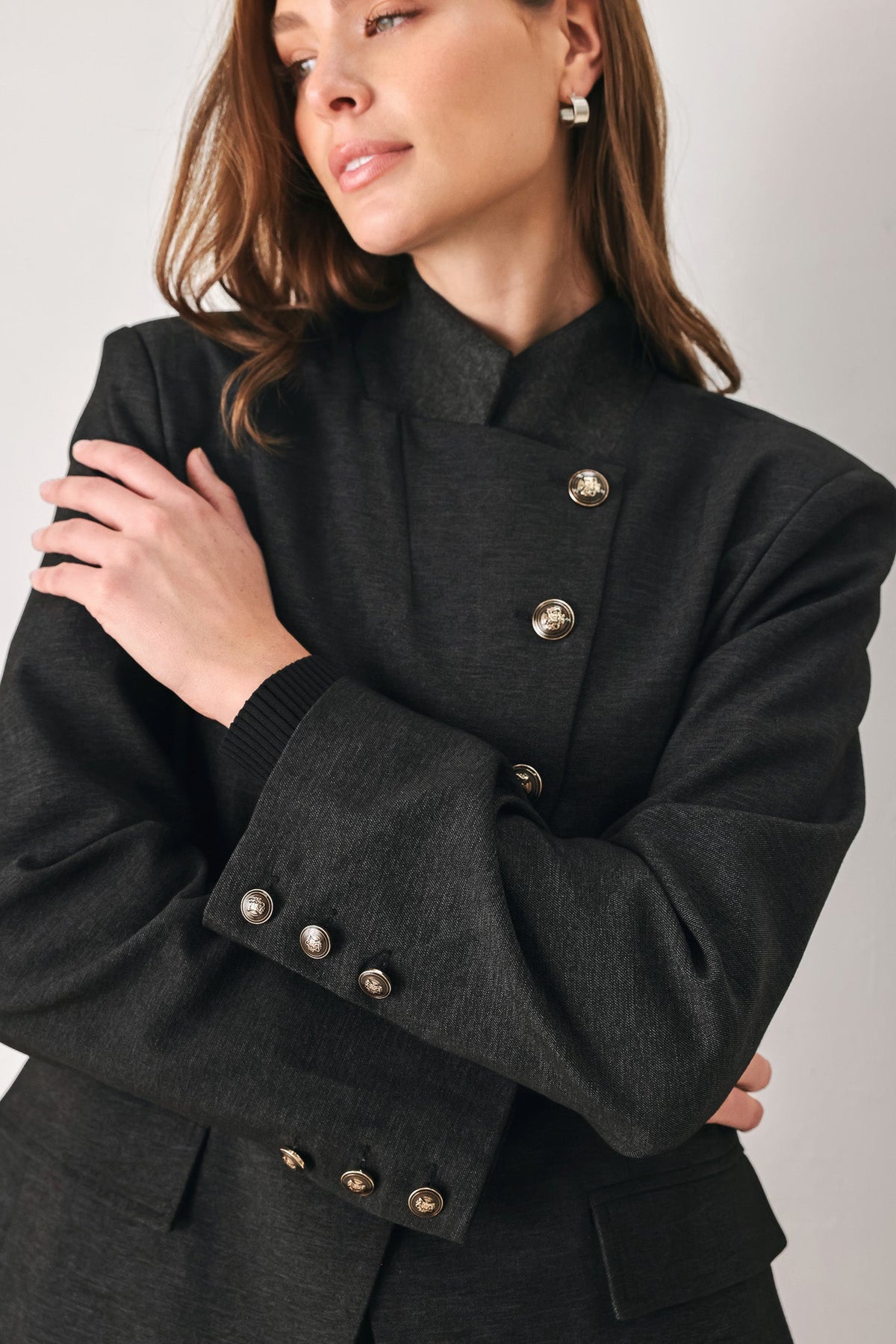 COMMAND NOIR BLACK ASYMMETRICAL MILITARY JACKET