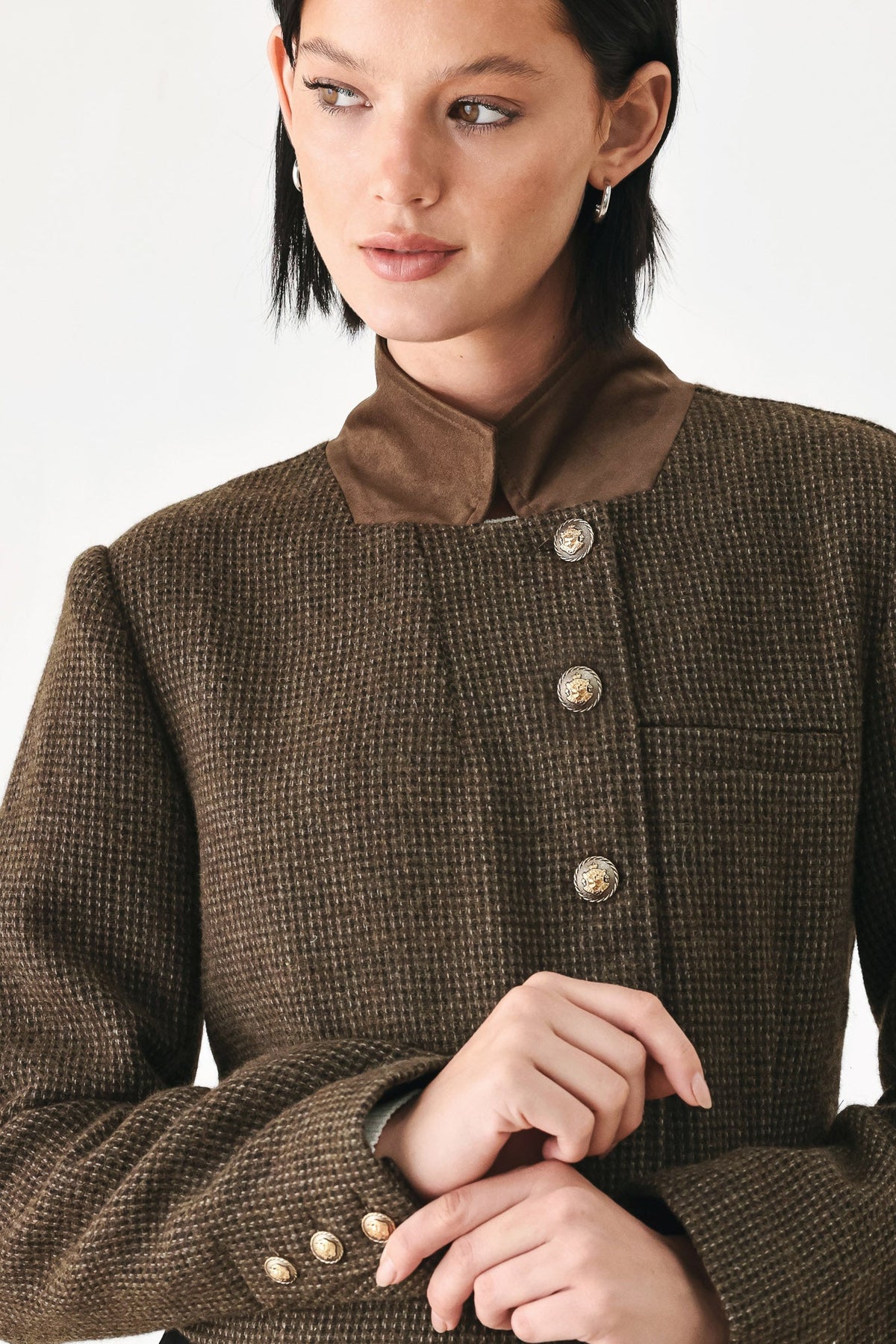 HERITAGE CHARM HOUNDSTOOTH CROP JACKET