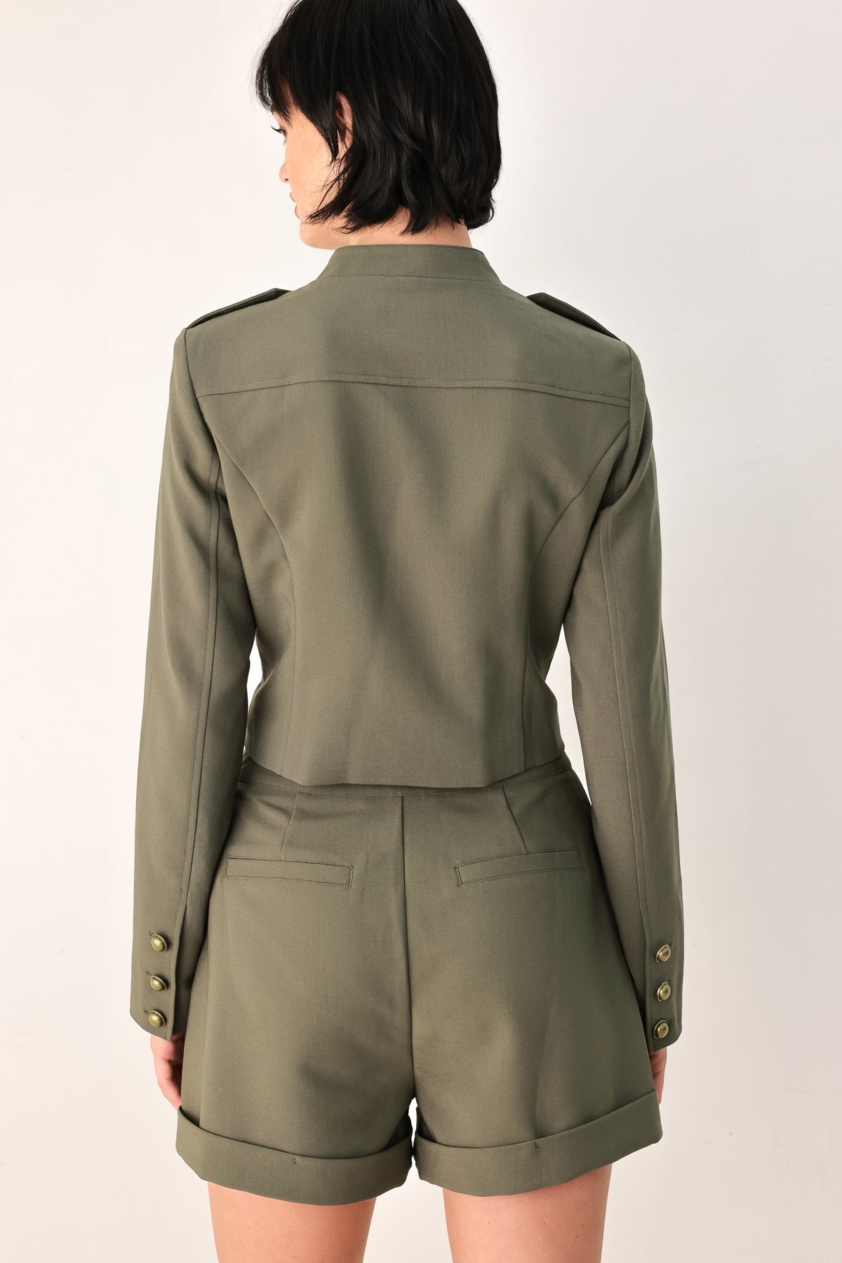 OLIVE COMMAND CROPPED MILITARY JACKET