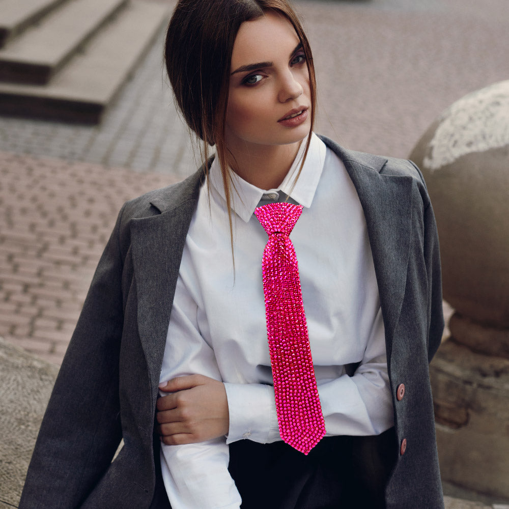 Bling Studded Statement Tie Necklace