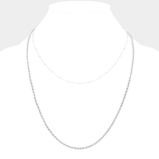 Double Layered Pearl Accented Necklace