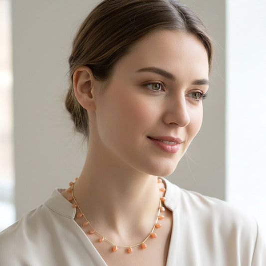 Marbled Resin Beads Drop Station Necklace