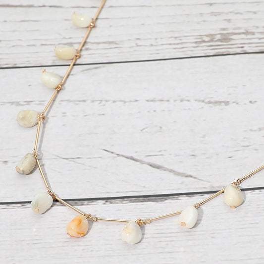 Marbled Resin Beads Drop Station Necklace