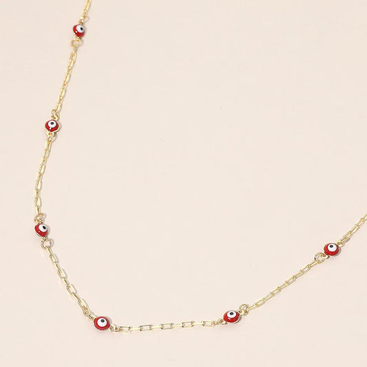 Evil Eye Bead Station Chain Necklace