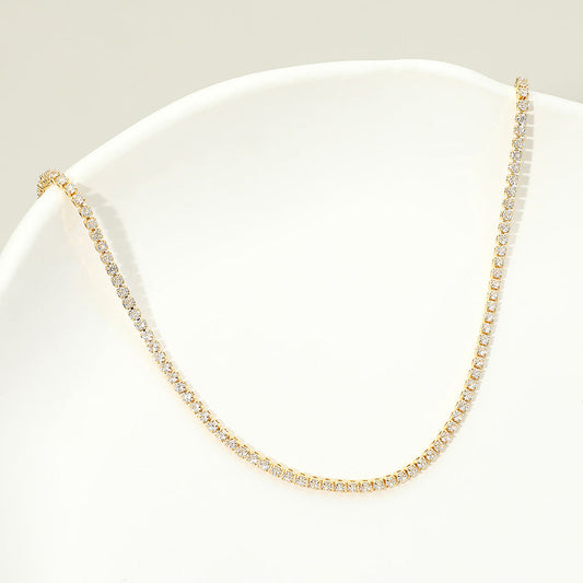 18K Gold Dipped Crystal Tennis Chain Necklace