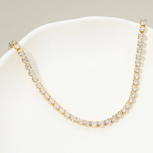 18K Gold Dipped Heart Tennis Chain Necklace