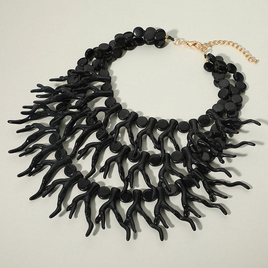 Bold Layered Coral Statement Necklace