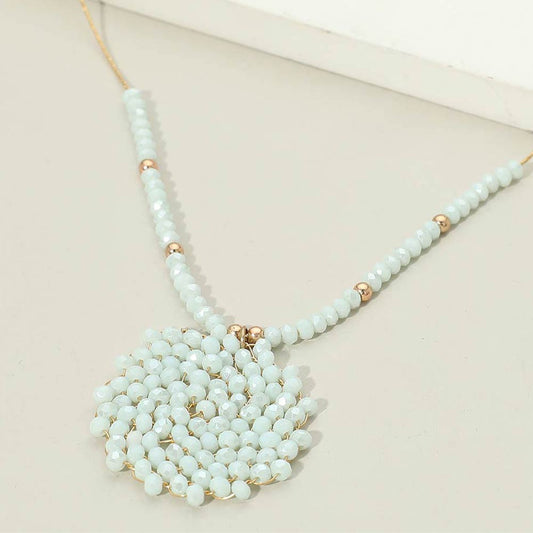 Round Beaded Pendant Statement Necklace