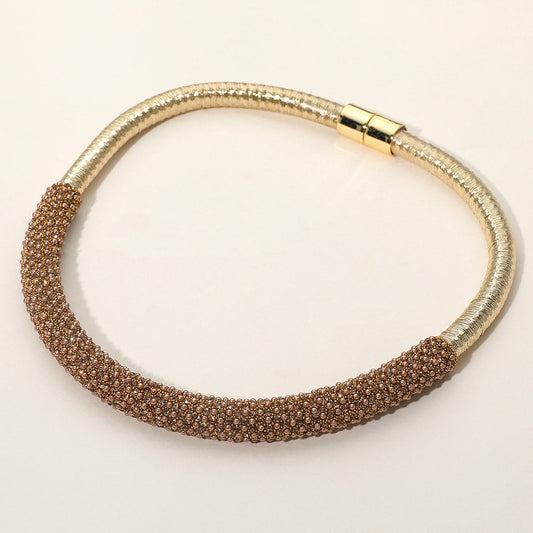 Bling Studded Metal Wire Wrapped Magnetic Necklace