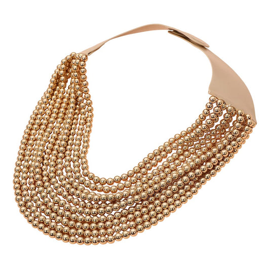 Women's Multi Layered Pearl Beaded Magnetic Statement Collar Necklace