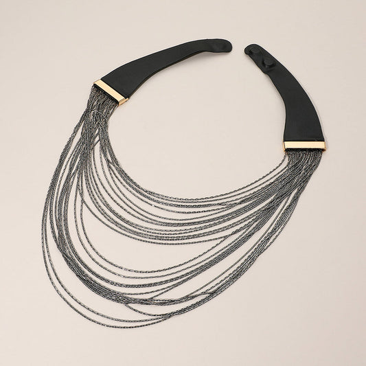 Multi Layered Chain Collar Magnetic Statement Necklace