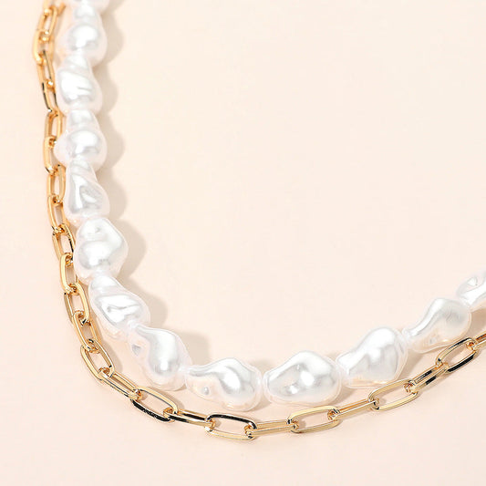 Pearl Paperclip Chain Necklaces