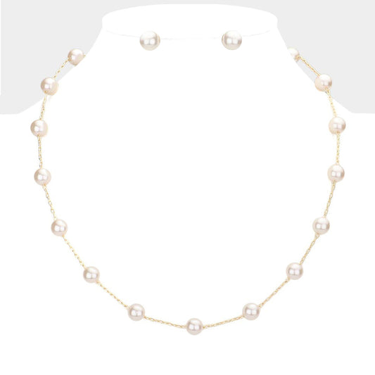 Pearl Ball Station Necklace