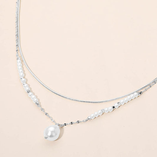 Pearl Pendant Accent Layered Necklace