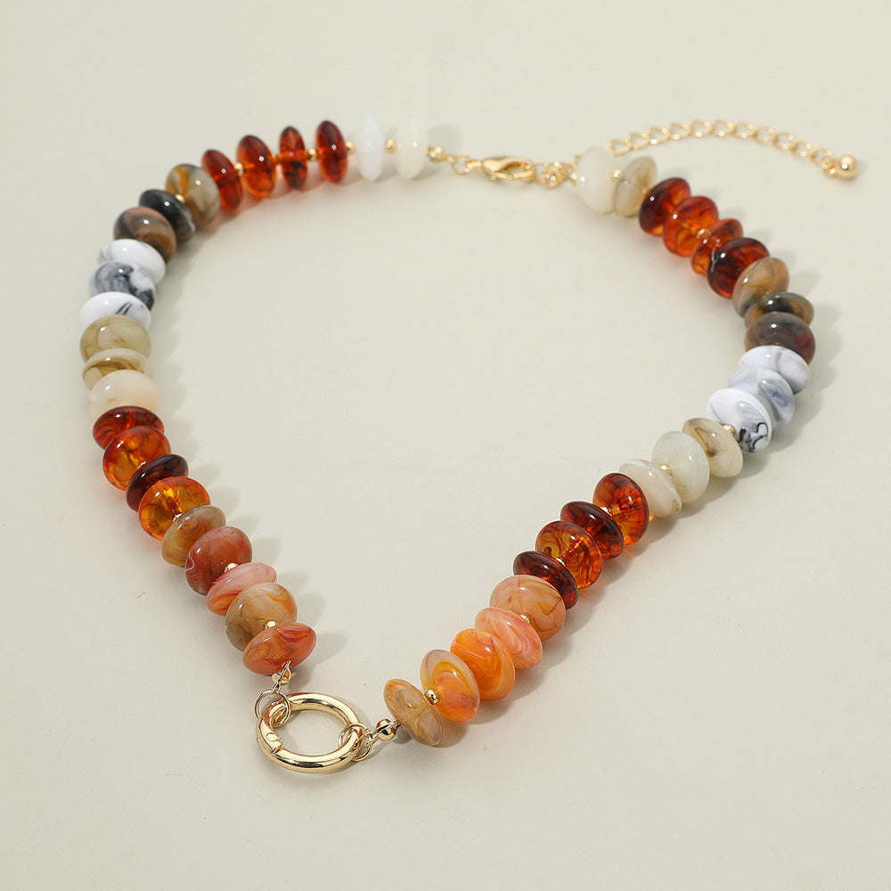 Chunky Resin Disc Beaded Necklace