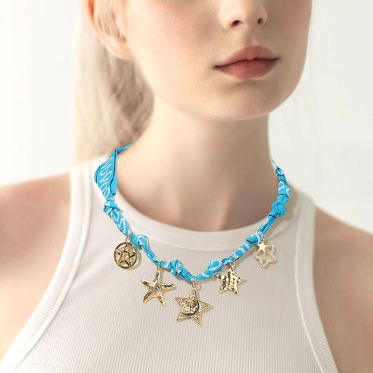 Star Charm Station Bandana Fabric Necklace