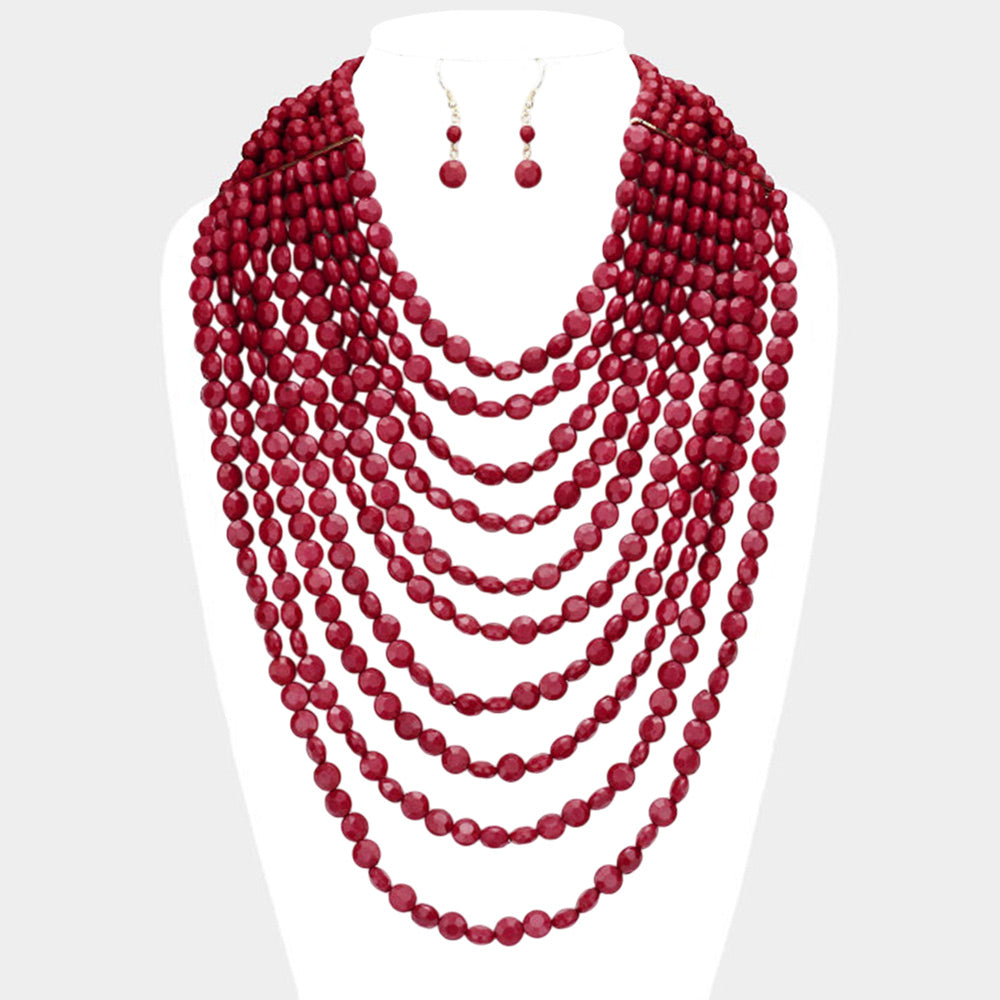 Multi Strand Faceted Beaded  Necklace