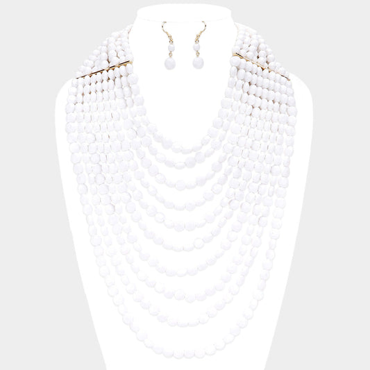 Multi Strand Faceted Beaded  Necklace