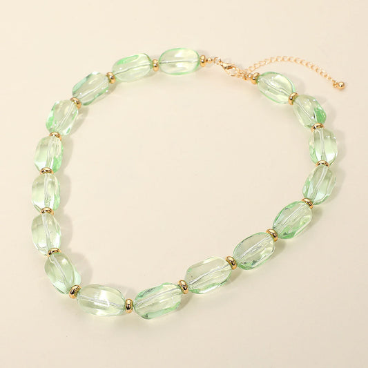 Translucent Resin Pebble Beaded Statement Necklace