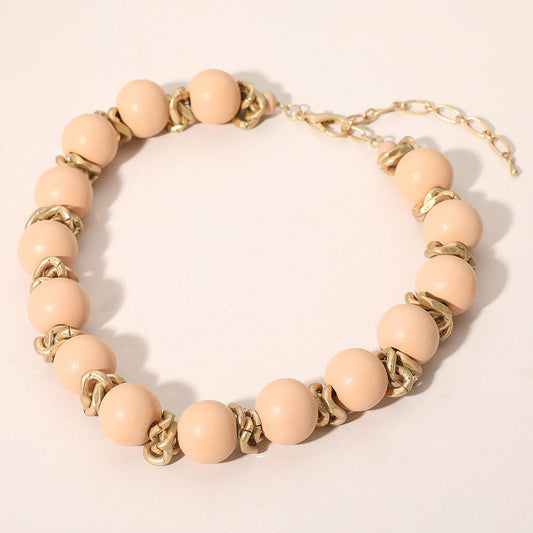 Bold Wooden Beaded Statement Necklace