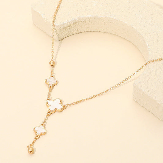 Quatrefoil Charm Link Cascading Necklace