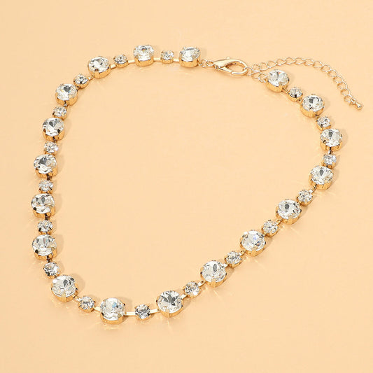 Alternating Round Stone Link Statement Necklace