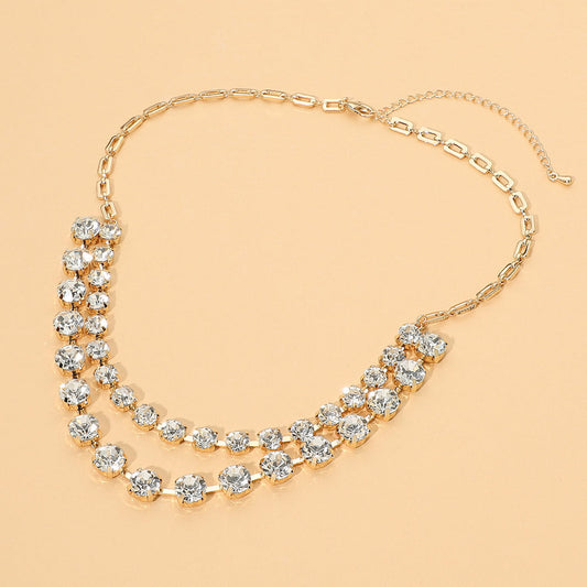 Round Stone Layered Statement Necklace