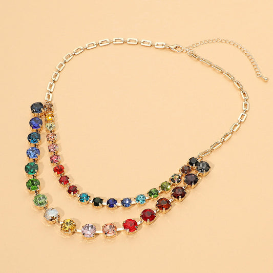 Round Stone Layered Statement Necklace