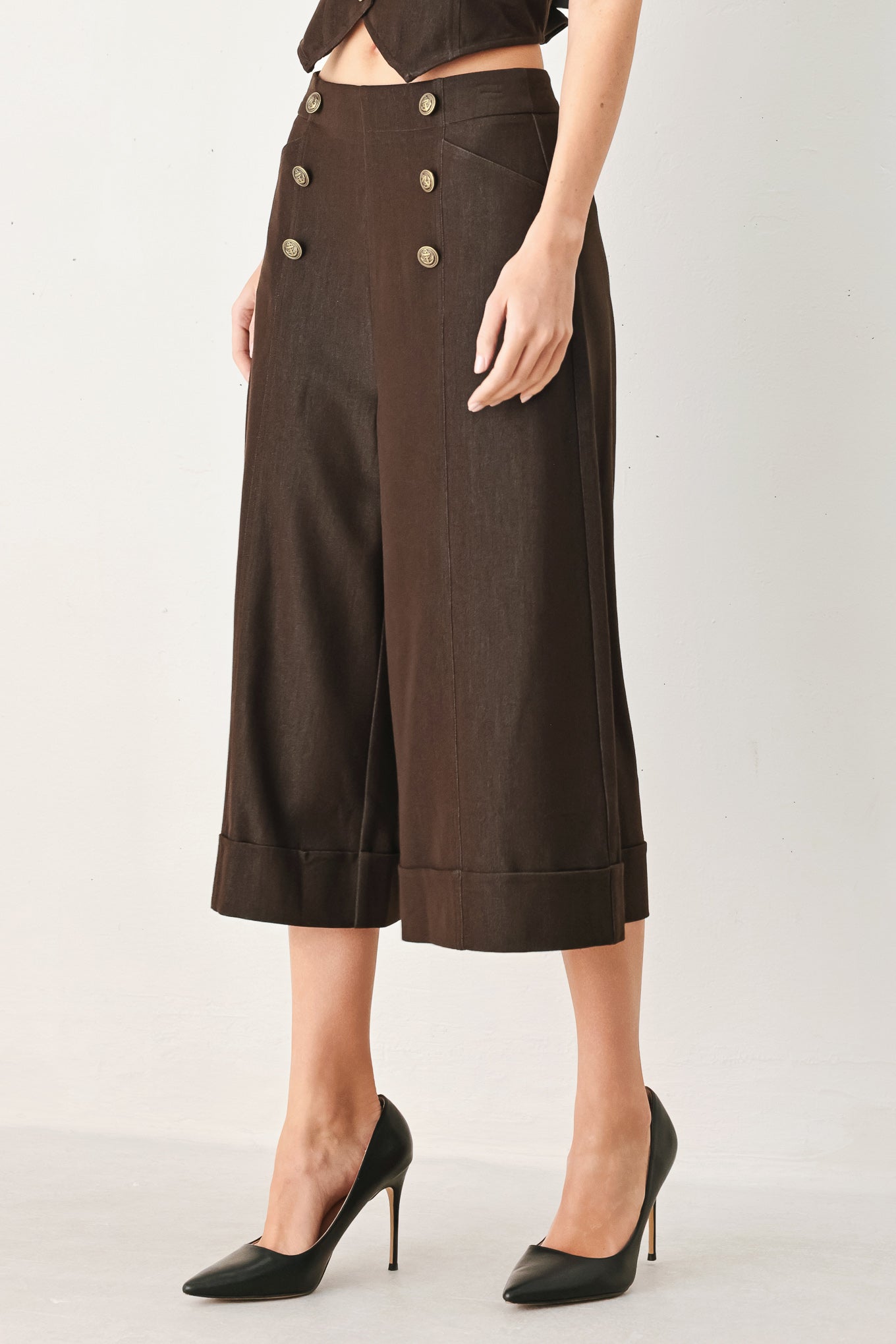 ESPRESSO MUSE WOVEN CULOTTES PANTS