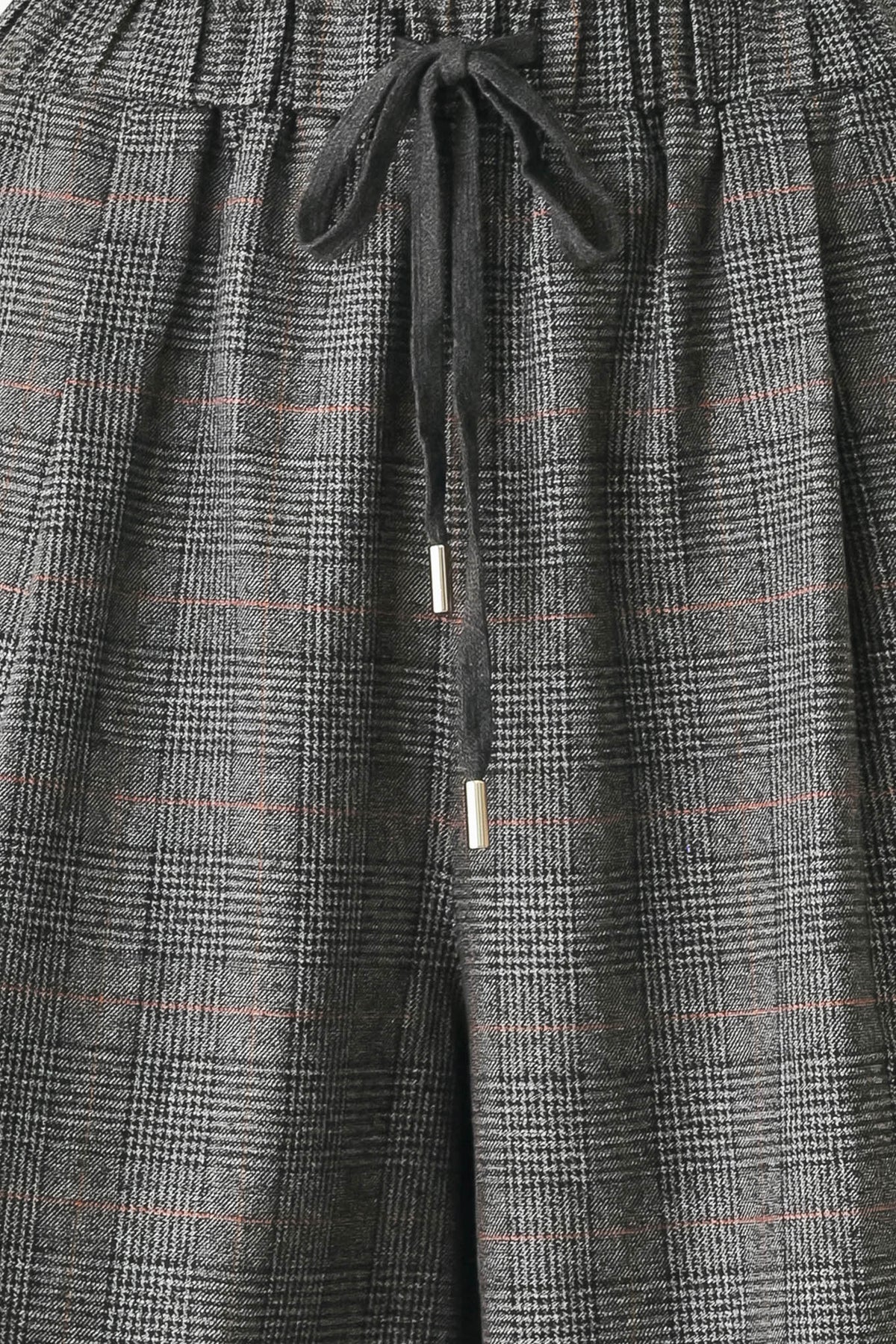 OFF THE CLOCK PLAID DRAWSTRING WIDE LEG PANTS