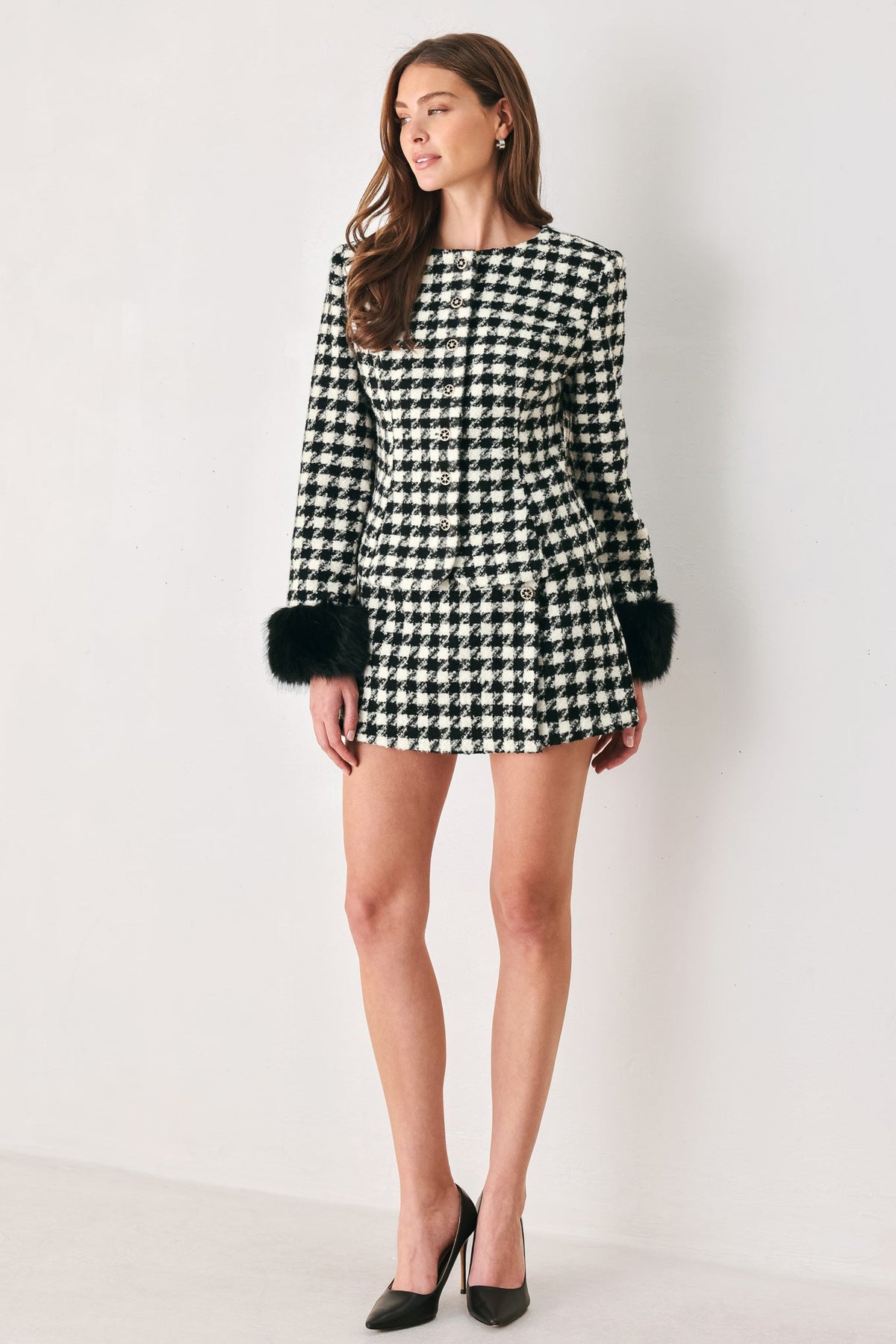 PARIS HOUNDSTOOTH BLACK/WHITE SKORT