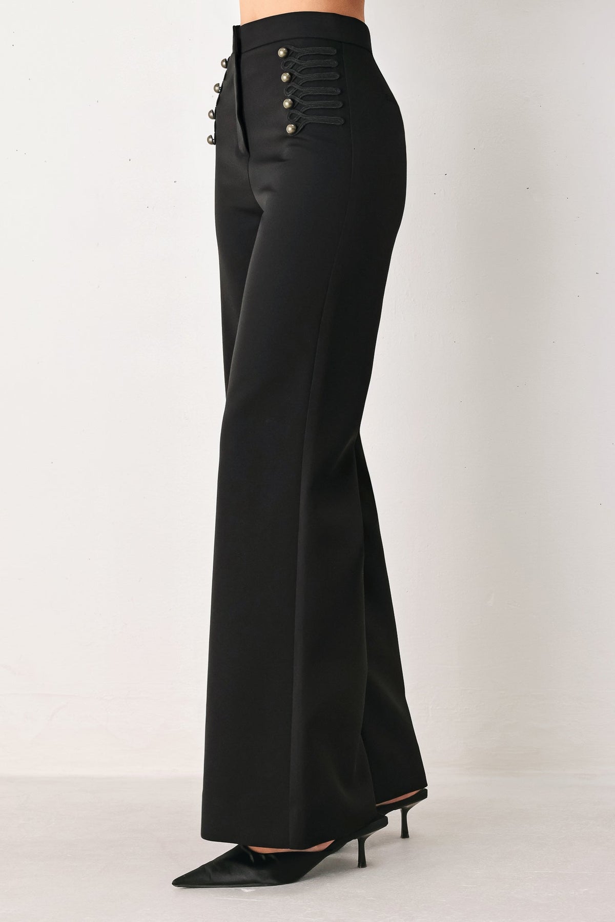 COMMAND NOIR BLACK MILITARY WIDE-LEG PANTS
