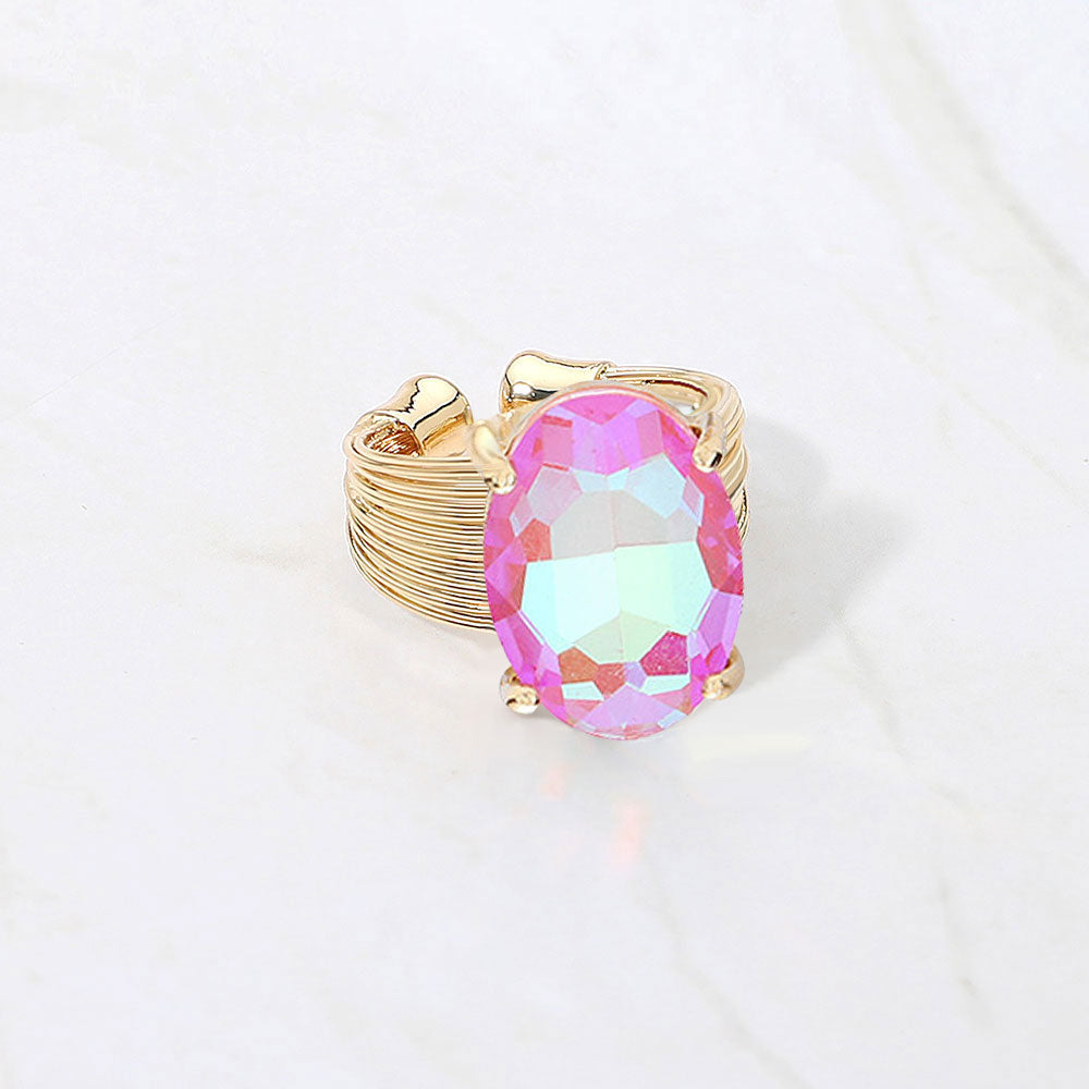 Oval Cut Stone Adjustable Ring