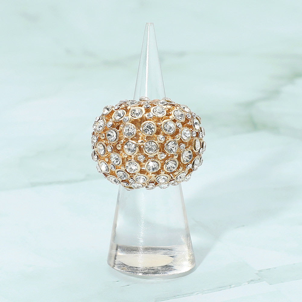 Rhinestone Paved Dome Stretch Statement Ring