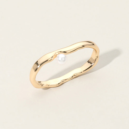 SECRET BOX_14K Gold Dipped Pearl Pointed Two Finger Ring