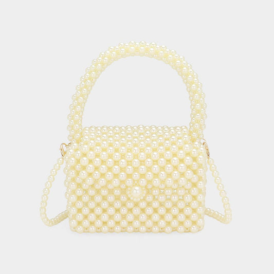 Pearl Beaded Mini Top Handle Handbag / Crossbody Bag
