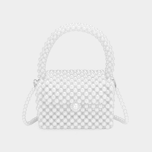 Pearl Beaded Mini Top Handle Handbag / Crossbody Bag