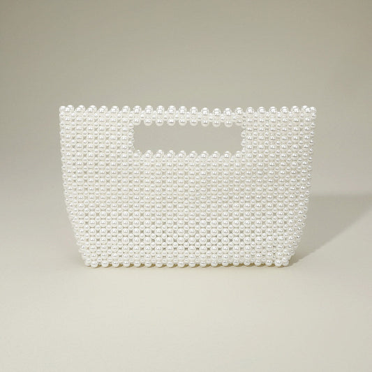 Pearl Beaded Open Top Handbag